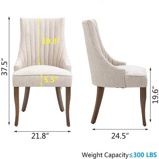 Linen Dining Chairs Set of 4/6 – Channel Tufted Upholstered Accent Chairs