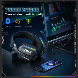 ONIKUMA GT808 Wireless Gaming Headset RGB Bluetooth 5.3 / 2.4G / 3.5mm with Mic