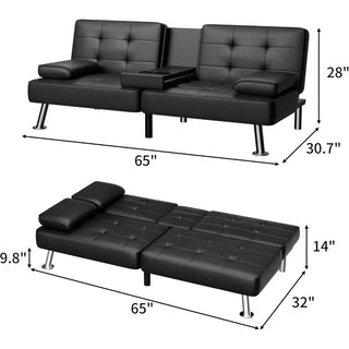 Modern Faux Leather Futon Sofa Bed