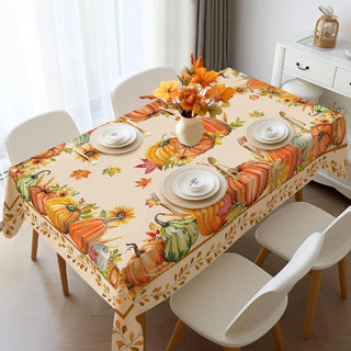 Fall Thanksgiving Tablecloths – Autumn Pumpkin & Maple Leaf Design