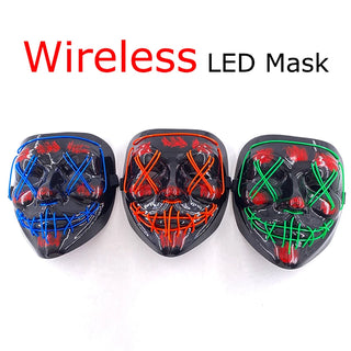 Wireless Neon LED Purge Mask – Glow-in-the-Dark Cosplay Horror Mask