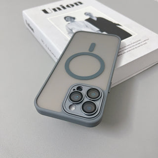 Magnetic Matte Translucent Armor iPhone Case, Shockproof MagSafe-Compatible Wireless Charging Cover for iPhone 17 16 15 14 13 12 11 Series