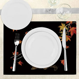 Autumn Cat Maple Leaf Placemats set of 4