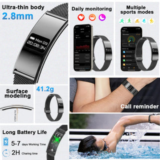 Ultra Thin Smart Fitness Bracelet – Heart Rate, Sleep & Activity Tracker Watch Compatible with Android & iOS