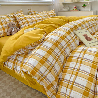 Nordic Plaid Washed Cotton Bedding Set