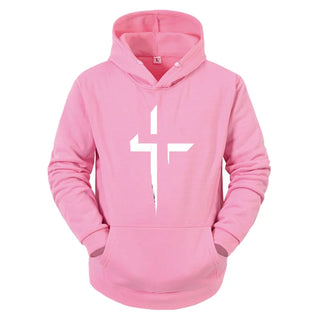 Faith Cross Print Hoodie – Men’s Autumn/Winter Streetwear Pullover