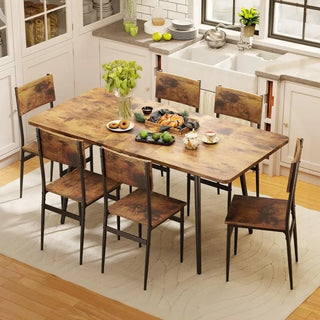 63” Extendable Dining Table Set, 7-Piece Dining Table Sets for 6