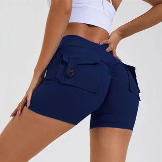 CEODOGG Nylon Women Scrunch Button Booty Shorts