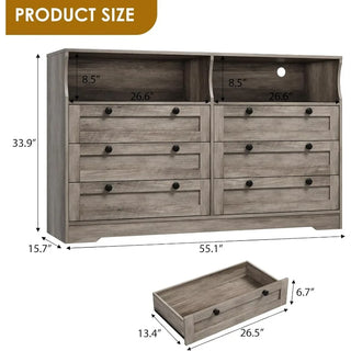 Garvee Home 6 drawer dresser with Power Outlet