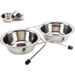 Stainless Steel Double Bowl Feeder