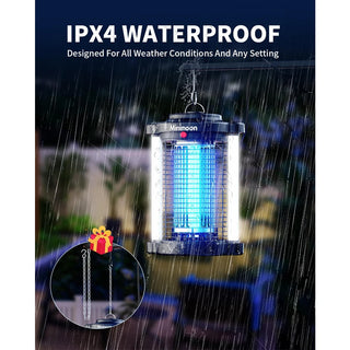 Minimoon 4200V Electric Fly Traps Outdoor Mosquito Zapper with Dual LED Light 15W IPX4 Insect Killer Lamp Self-Contained Unit