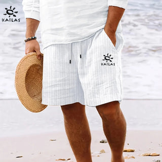 KAILAS Men’s Embroidered Logo Casual Shorts – Summer-Ready Style for Beach, Travel, and Everyday Comfort