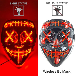 Wireless Neon LED Purge Mask – Glow-in-the-Dark Cosplay Horror Mask