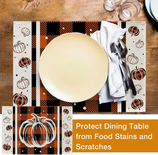 Fall Plaid Pumpkin Placemat Set of 4