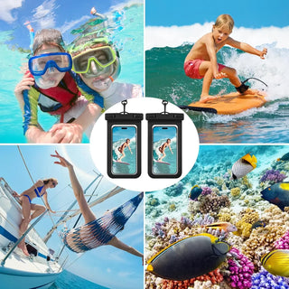 Universal Waterproof Floating Phone Pouch, Clear Touchscreen Smartphone Bag with Neck Lanyard for Swimming, Beach, Pool, Boating, Kayaking, Travel, and Summer Water Activities