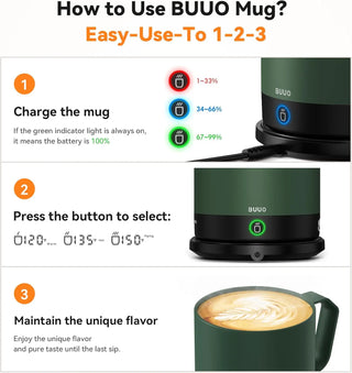 BUUO Control Smart Mug, Self-Heating Coffee Mug