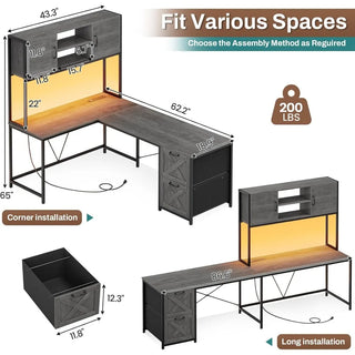 FlexiStorage L-Shaped Desk with Fabric Drawers