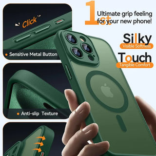 Luxury Frosted Magnetic iPhone Case, Matte Transparent MagSafe-Compatible TPU Cover with Full Camera Protection, Anti-Slip Grip, and Soft-Touch Bumper for iPhone 17 Air 16 15 14 13 12 11 Series