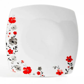 16pc Round Square Floral Fine Ceramic Dinnerware Set