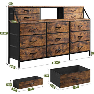 55”W  Super Wide Fashion Dresser with 13 Large Drawers