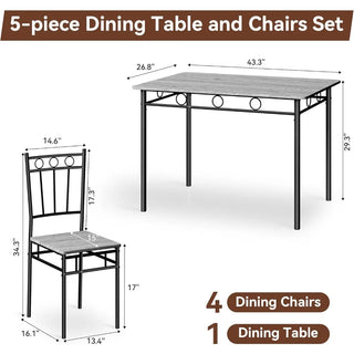 Kitchen Dining Table Set for 4 – 5-Piece Rectangular Dining Room Set with 4 Chairs