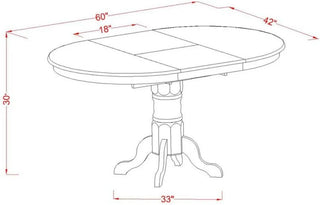 OVOZI Dining Room Table with Butterfly Leaf & Pedestal Base