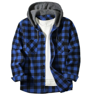 Button-Up Classic Plaid Smart Casual Hooded Flannel