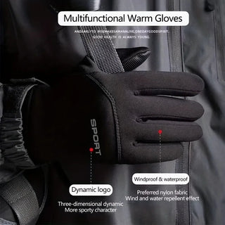 Men’s Winter Waterproof Cycling Gloves – Touch Screen, Fleece-Lined, Anti-Slip Outdoor Sports Gloves