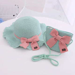 Kids/Young Women's 2-Piece Summer Straw Hat & Crossbody Set