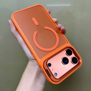 Magnetic Matte Translucent iPhone Case with Metal Kickstand – MagSafe-Compatible Shockproof Full-Frame Cover