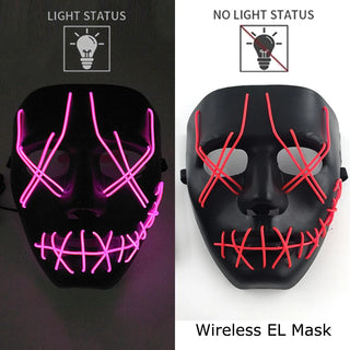 Wireless Neon LED Purge Mask – Glow-in-the-Dark Cosplay Horror Mask
