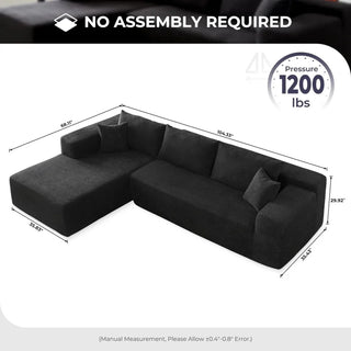 Modern Minimalist 104" L-Shape Couch with Chaise