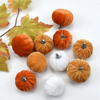 Velvet Artificial Pumpkin Decor – 10pcs Set