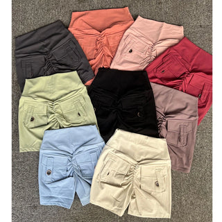 CEODOGG Nylon Women Scrunch Button Booty Shorts