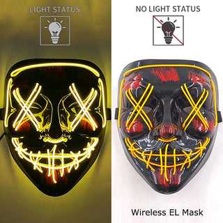 Wireless Neon LED Purge Mask – Glow-in-the-Dark Cosplay Horror Mask