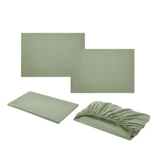 Embossed Brushed Stripe 4-Piece Bed Set with Flat Sheet, Fitted Sheet & Pillowcases
