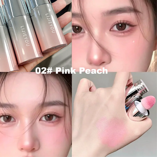 Air Cushion Blush Stick, Natural Dewy Face Rouge with Sponge Applicator, Long-Lasting Lip & Cheek Tint, Easy-Blend Makeup Stick