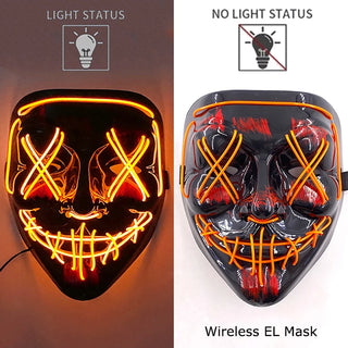 Wireless Neon LED Purge Mask – Glow-in-the-Dark Cosplay Horror Mask