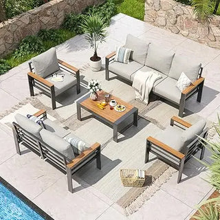 Aluminum Patio Furniture Set – 7-Seat Oversized Outdoor Sectional