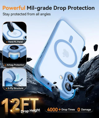 Magnetic Matte Translucent Armor iPhone Case, Shockproof MagSafe-Compatible Wireless Charging Cover for iPhone 17 16 15 14 13 12 11 Series