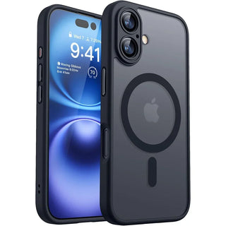 Magnetic Matte Translucent Armor iPhone Case, Shockproof MagSafe-Compatible Wireless Charging Cover for iPhone 17 16 15 14 13 12 11 Series