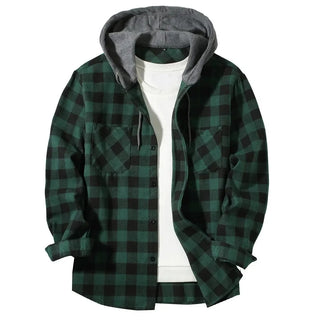 Button-Up Classic Plaid Smart Casual Hooded Flannel