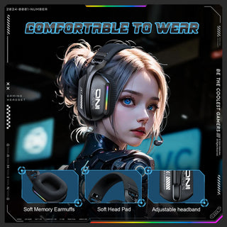 ONIKUMA GT808 Wireless Gaming Headset RGB Bluetooth 5.3 / 2.4G / 3.5mm with Mic