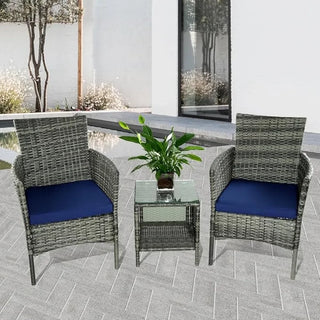 Terrace Furniture Set with PE Rattan Wicker Chairs