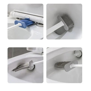 Wall Hanging Toilet Cleaning WC Brush Holder Long Handled Silicone Water Proof Quick Drying Soft Bristles Bathroom Accessories