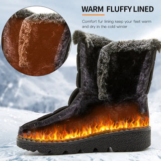 Women’s Waterproof Plush-Lined Snow Boots – Warm Winter Ankle Boots with Hook & Loop Closure