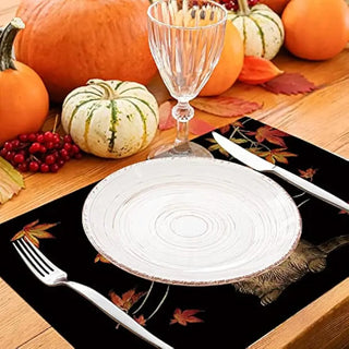 Autumn Cat Maple Leaf Placemats set of 4