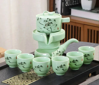 The Kung Fu Teapot Collection 8-Piece Semi-Automatic Chinese Ceramic Purple Clay Tea Set