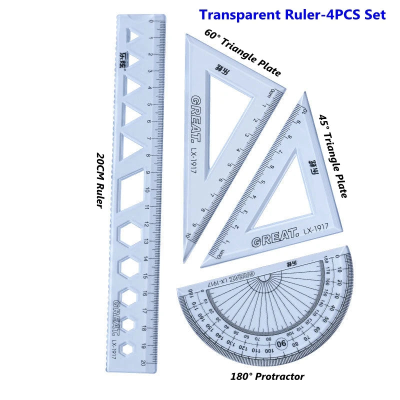 4Pcs Drawing Ruler & Measurement Set – Merchantships