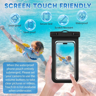 Universal Waterproof Floating Phone Pouch, Clear Touchscreen Smartphone Bag with Neck Lanyard for Swimming, Beach, Pool, Boating, Kayaking, Travel, and Summer Water Activities